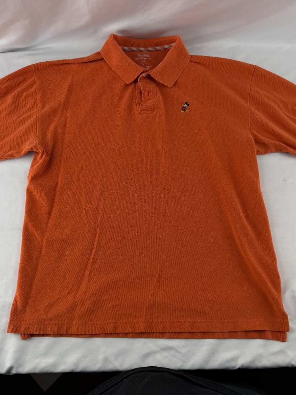 Disney Parks Mickey Mouse Orange Polo Shirt Men's Medium Short Sleeve Casual 78